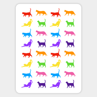 Rainbow Coloured Cat Silhouette Pattern Sticker